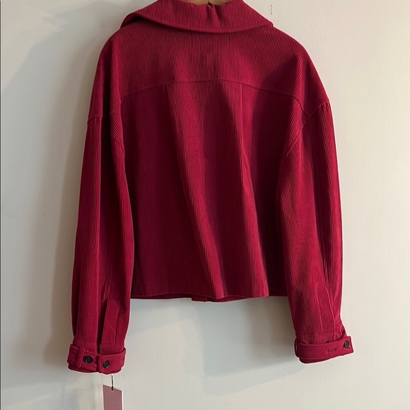 NWT Avec Les Filles Berry Pink Button Down Shacket Jacket Top Size L - Picture 6 of 7